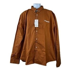 COFFANDY NWT MEN'S CASUAL SHIRT BUTTON FRONT BROWN SIZE 3XL